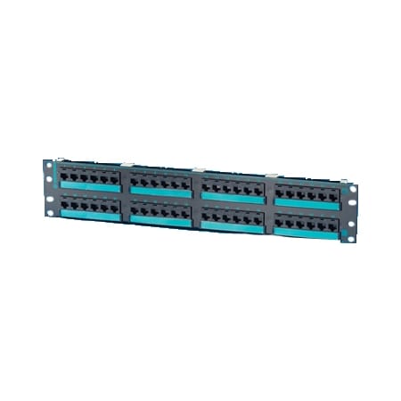 Ortronics 48-PORT PANEL 110-MOD 8W8P, CAT5E T568A/B HD LOADED, 2U, BLACK, CLARITY PHD5E6U48